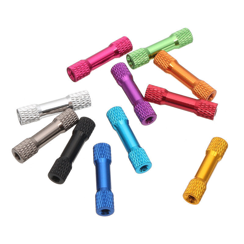 10Pcs M3 25mm Knurled Standoff Aluminum Alloy Multicolor