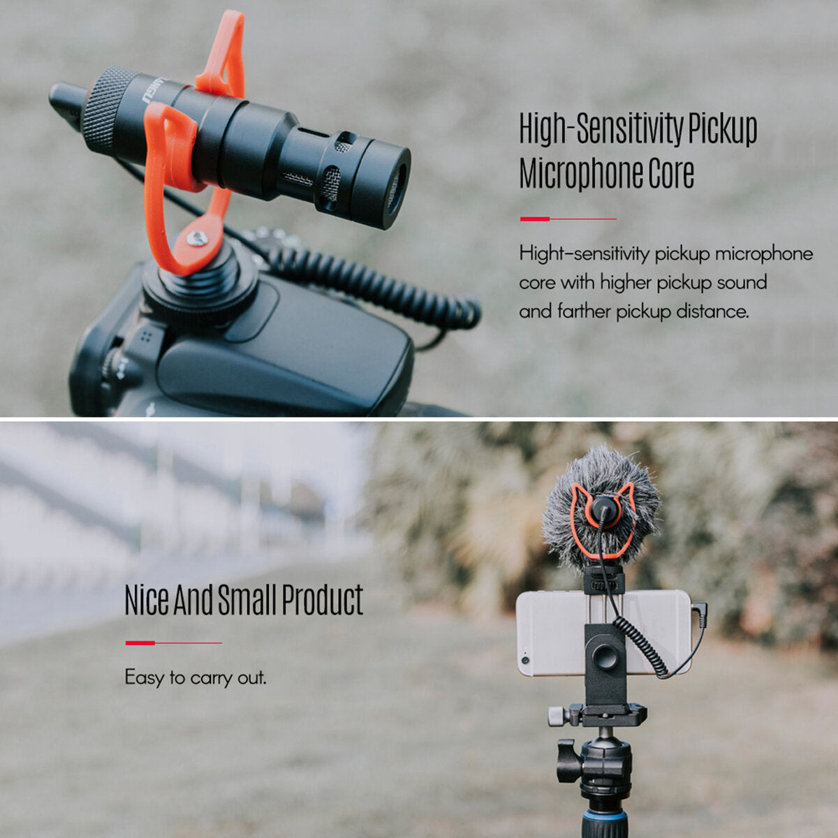 Mini Microphone Plug-and-Play Mic 3.5mm Plug with Shock Mount Wind Screen for Smartphone DSLR Camera Video Photography
