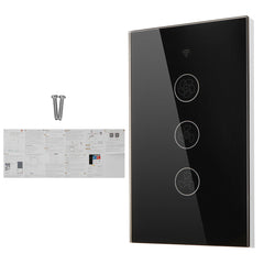 Black WiFi+RF433 Smart US Ceiling Fan Switch Smart Life/Tuya App 2/3 Way Control Wireless Remote Control Works with Alexa and Google