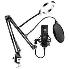 Upgraded Usb E20 Condenser Computer Microphone With Ring Light Studio Kit Arm Stand For Gaming Youtube Video Record