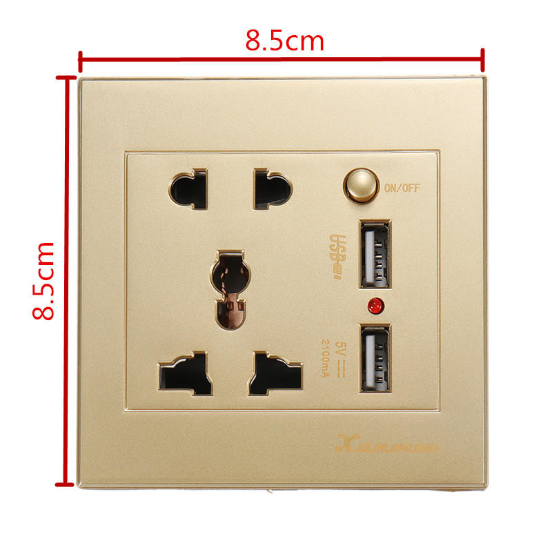 Universal 2100mA 5V 2 USB Wall Socket AC 110-250V Home Wall Charger