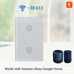 Smart US Dual Control Switch Multi-control 2Gang Switch Works with Amazon Alexa Google Home WiFi+RF433