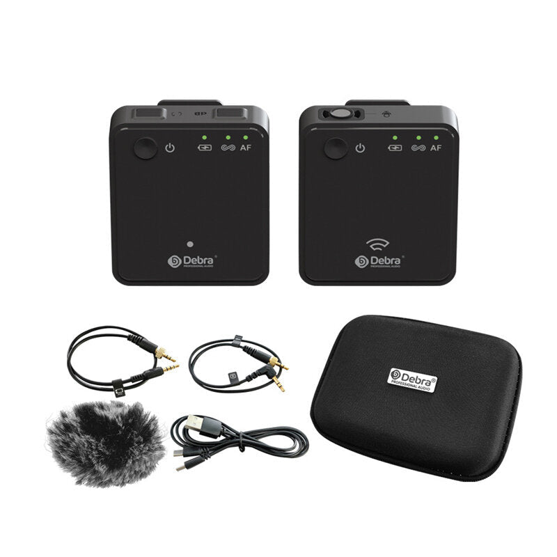 Portable Wireless Lavalier Microphone Interview Lapel Mic with 100m Range for Smartphone DSLR Camera Webcast