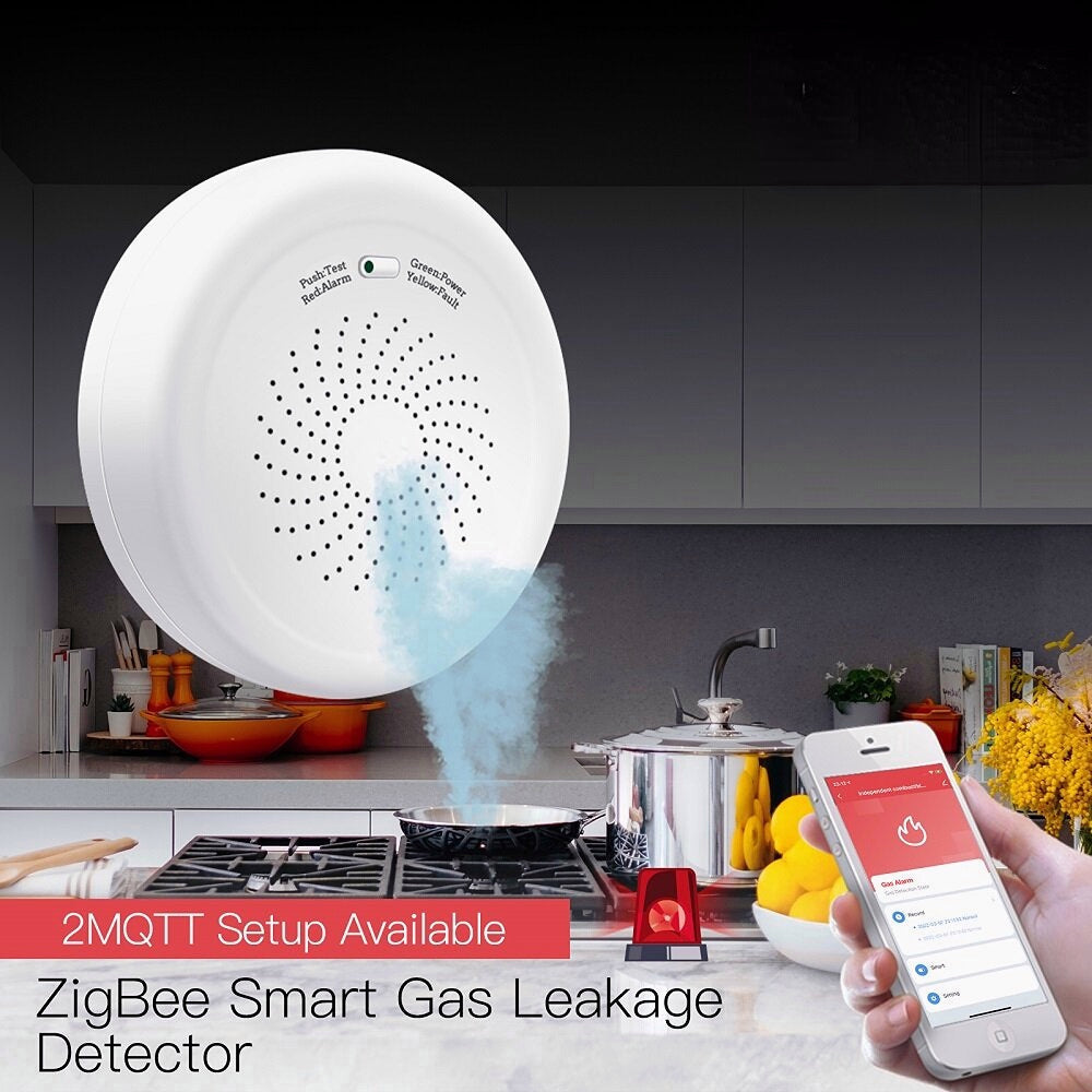 Smart Home Wireless Combustible Gas Sensor App Displays Gas Leakage Detector Audible and Visual Alarm