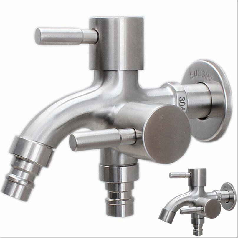 304 Stainless Steel Mop Faucet Tap Quick Open Single Cold Broom Pool Washing Machine Kitchen Bathroom Double Bock