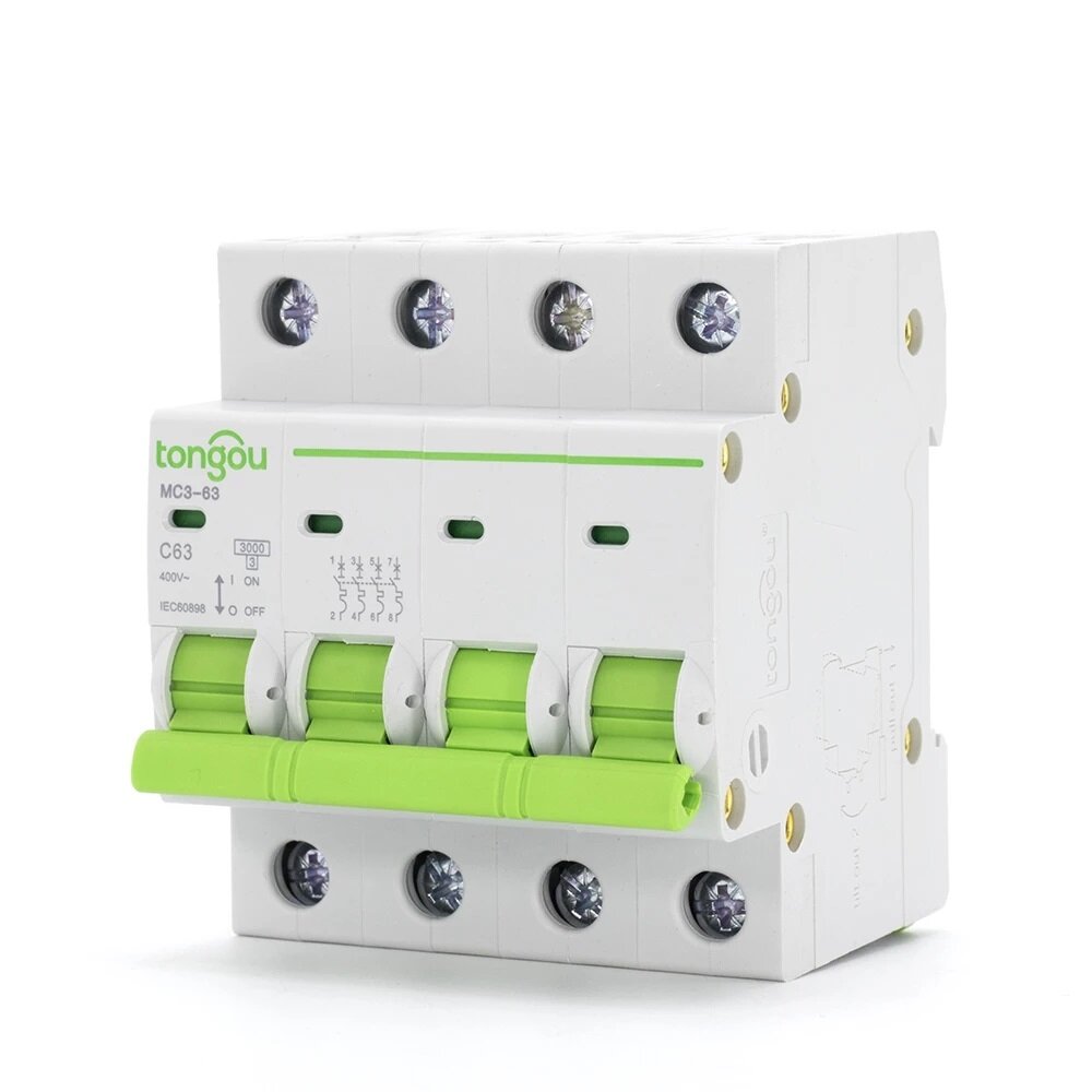 Curve C Miniature Circuit Breaker DC Air Switch Micro-break 4P 6A-63A MCB AC 240V/400V