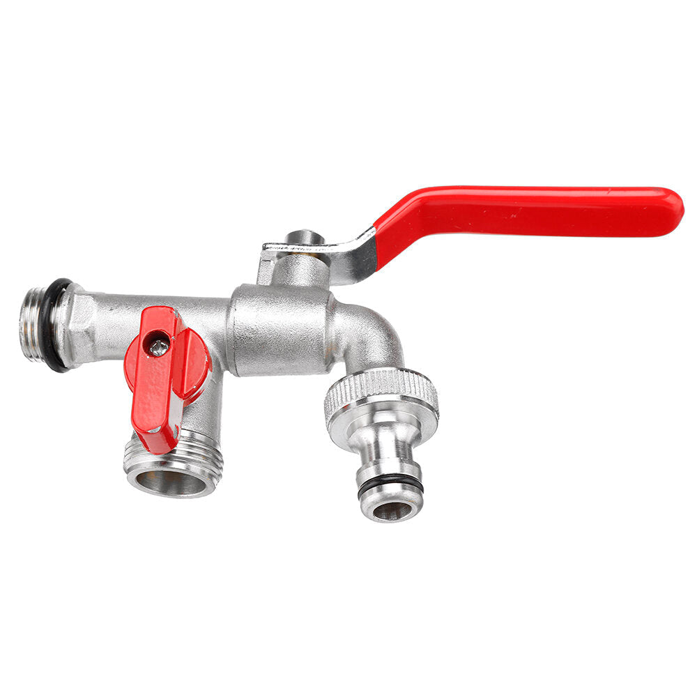 4 Type 1/2 3/4 Inch Brass Water Tank Adapter Double Head Tap Outlet Replacement Valve Fitting for Garden Connector