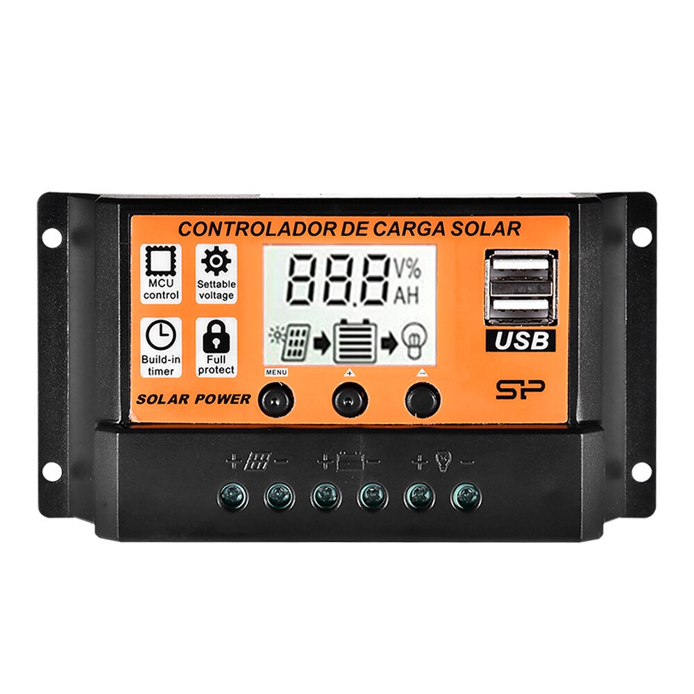 MPPT Solar Charger Controller Solar Panel Battery Regulator Controlador with Dual USB LCD Display