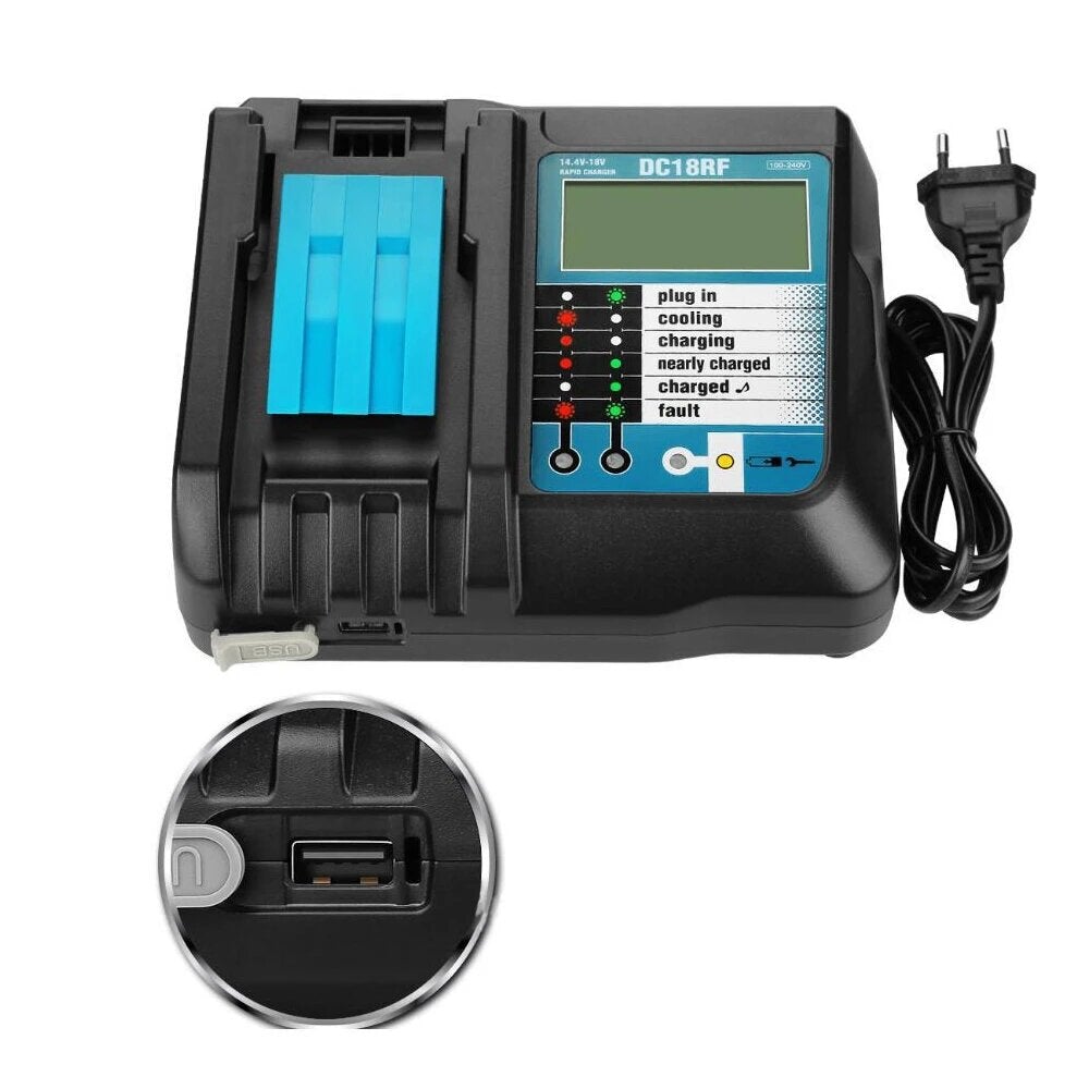 Replacement Battery Charger 18V 4A LiIon Battery Replacement Power Tool Battery with LCD Display for Makita