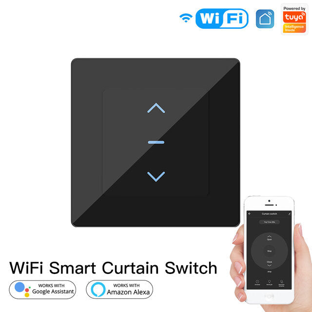 WiFi Smart Curtain Switch Touch Design for Motorized Curtains and Roller Blinds Works with Alexa Google