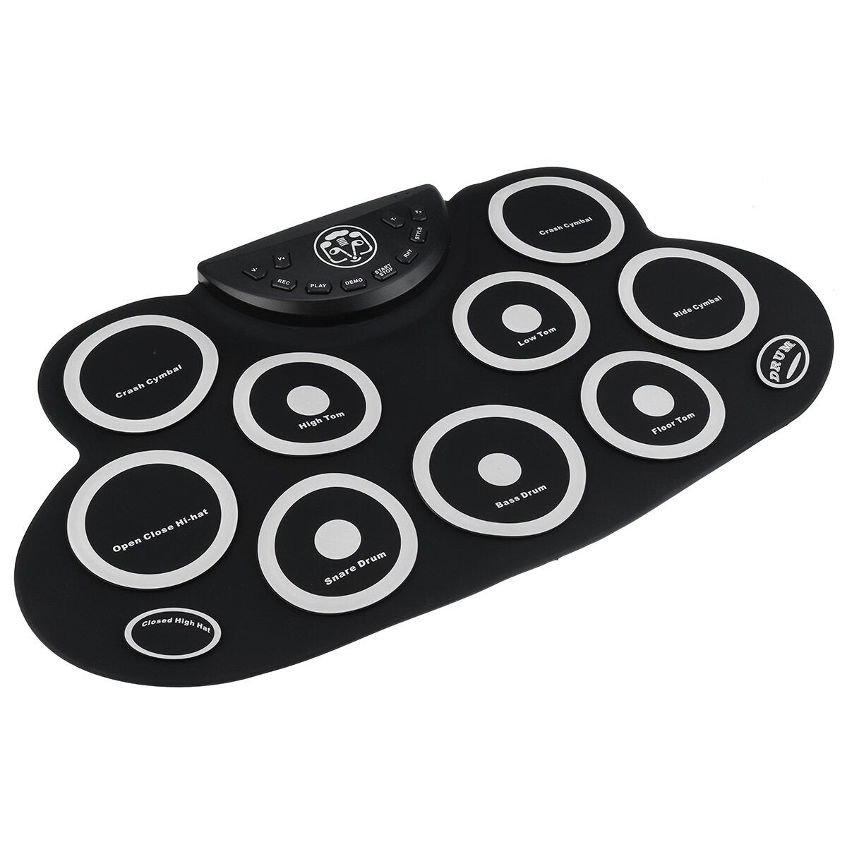 Electric Drum 9 Drum Pads Silicone Plastic Pad w/ Foot Pedals Drumsticks USB 5V