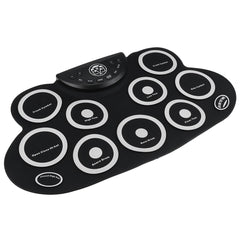 Electric Drum 9 Drum Pads Silicone Plastic Pad w/ Foot Pedals Drumsticks USB 5V