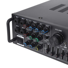 12V 2000W 4 Way Microphone Input Amplifier Audio Stereo Digital Radio USB SD AMP FM DVD Remote Control Bluetooth 5.0 Car Home
