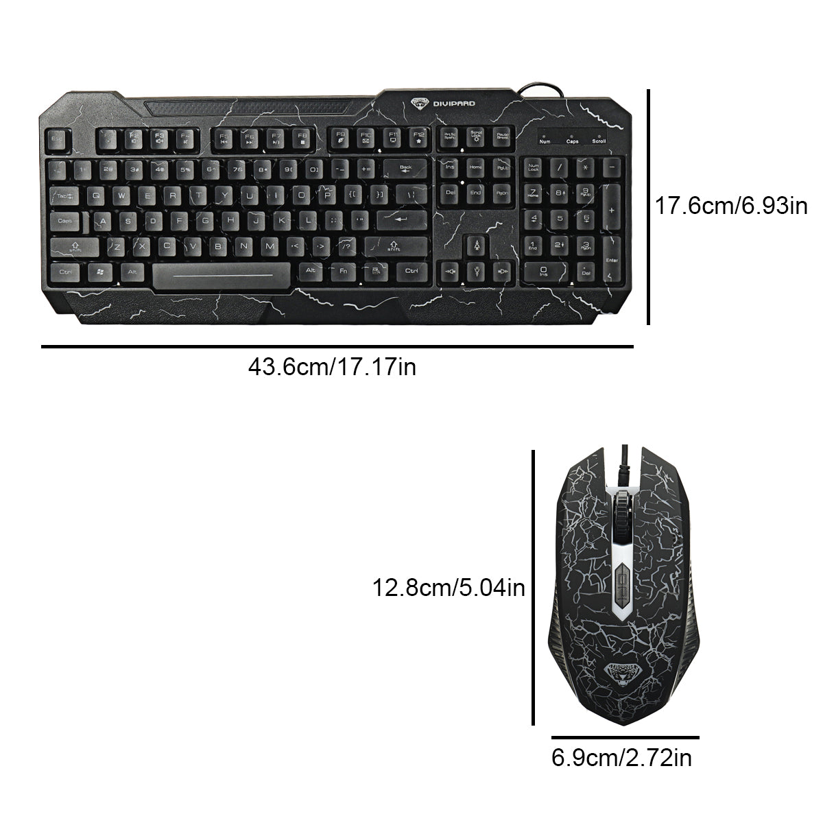 104 Keys Wired Keyboard & Mouse Set 4D RGB Backlight Gaming Keyboard 1600DPI Ergonomic Mouse
