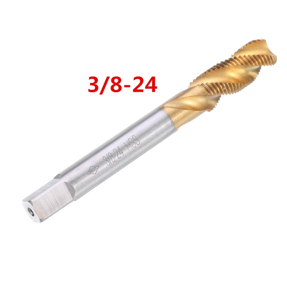 HSS Spiral Flute Hand Tap Imperial Titanium Coated Machine Screw Plug Tap Drill