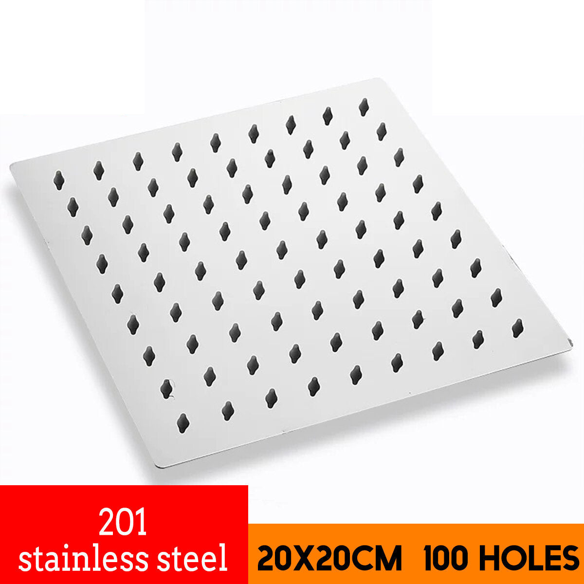 8 Inch Shower Head Large Waterfall 360 Rotation Square 201/304 Stainless Steel