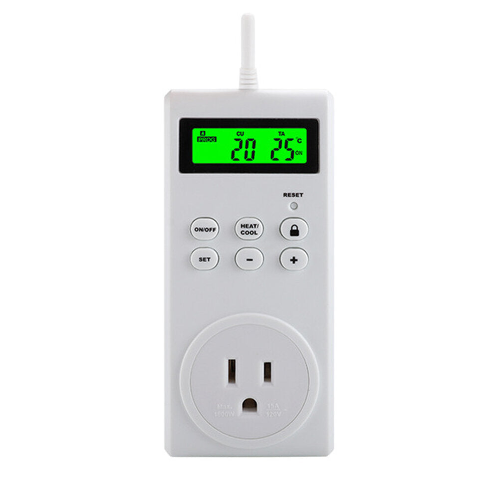 Wireless Temperature Controller Temperature Adjustable Backlit LED Display Switch Timer Socket Thermostat