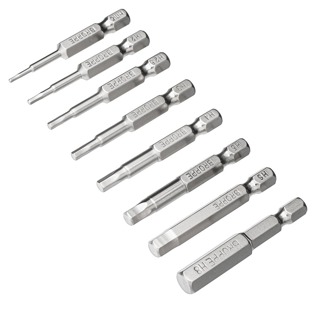 8Pcs 1/4" 50mm Hex Screwdriver Bits 1.5-8mm Magnetic Electronic Drill S2 Steel Hexagonal Screw Driver Bit Set Power Driver Tools