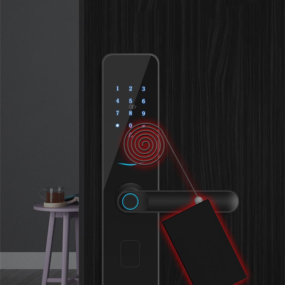Aluminum Alloy Fingerprint Lock Household Anti-Theft Door Smart Lock With One Grip Electronic Code Lock Gemstone Black Paint Process