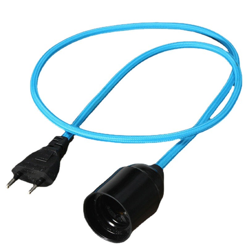 Fabric Cable Pendant Lamp Vintage Industrial Filament Light Bulb Holder Base 110V-240V