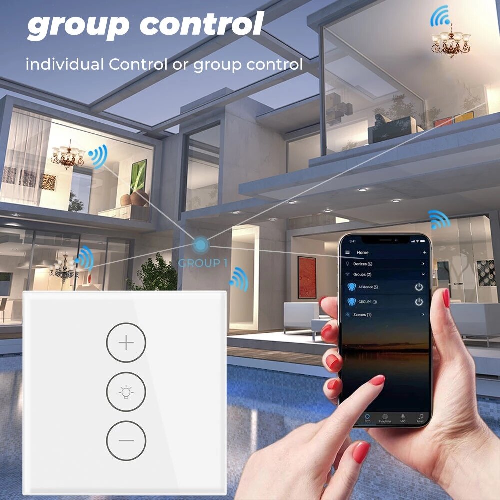 WiFi Touch Dimmer Switch Light APP EU/US Wireless Timer Remote Control with Alexa Google Home