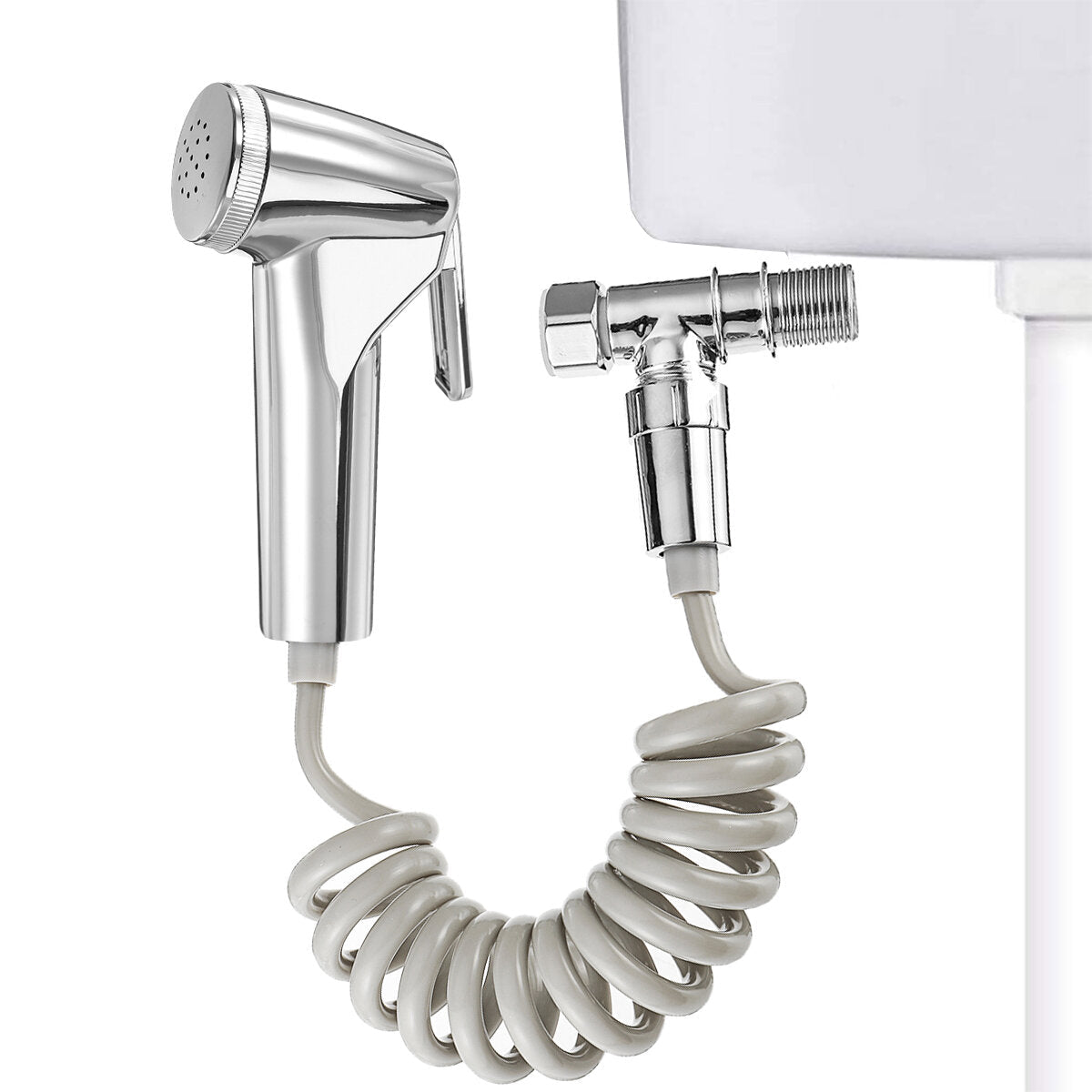 ABS Portable Handheld Bidet Sprayer Set for Toilet Retractable Spring Hose Adapter Free Mounting Bracket Cleaning Tool