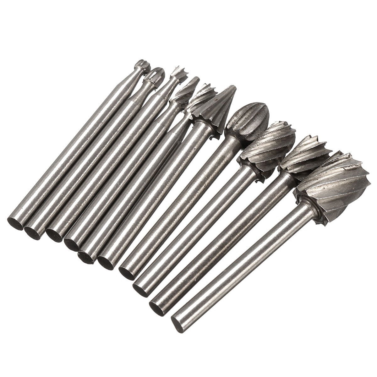 10pcs 1/8 Inch HSS Rotary Rasp File Rotary Rasp Burrs Wood Bits Grinding wood working Tool