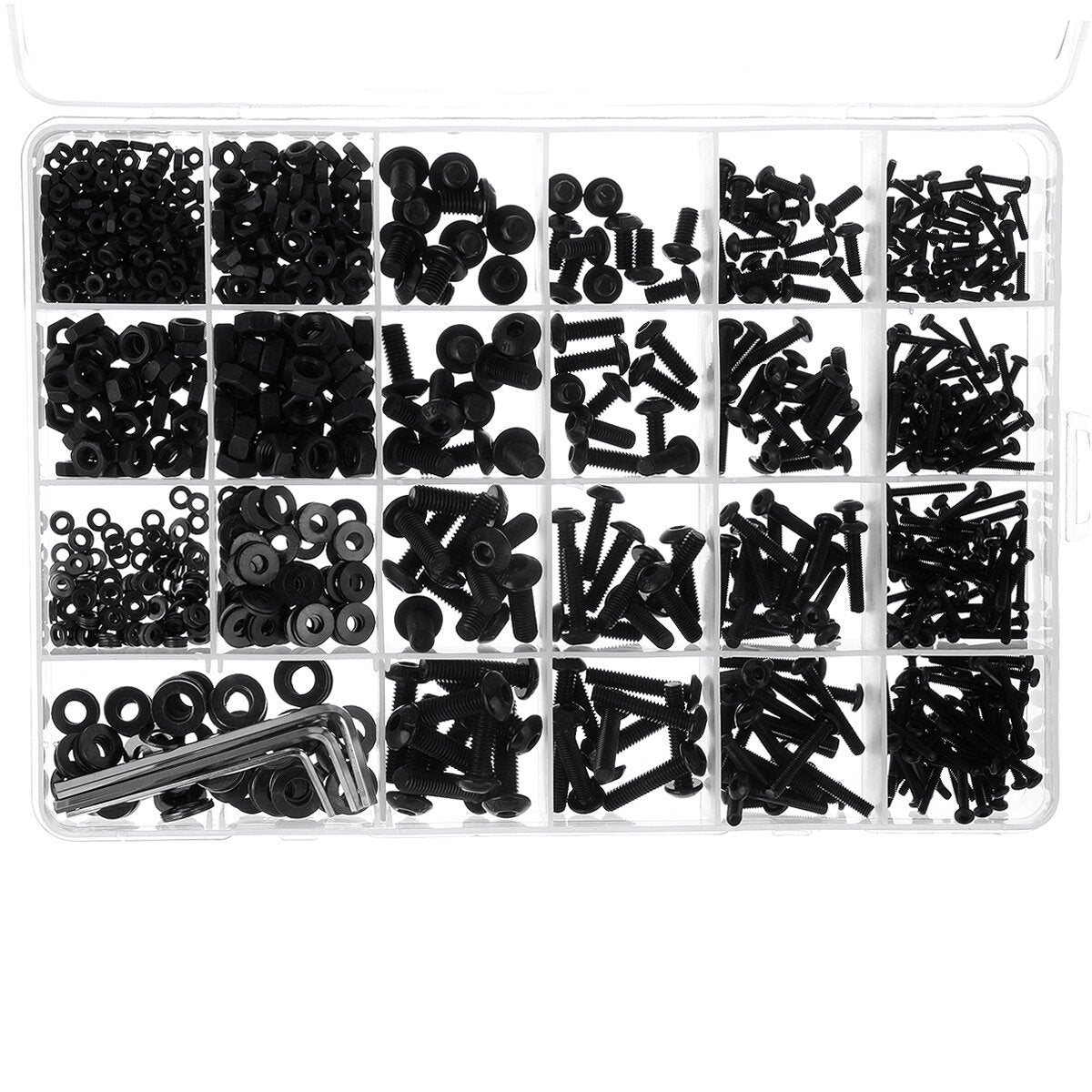 1060pcs M2 M3 M4 M5 Hex Socket Screw Set Carbon Steel Semicircular Head Screws