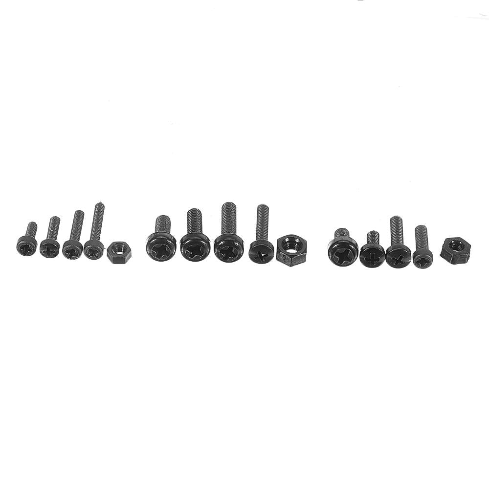 480pcs White/Black M2/M2.5/M3 Nylon Plastic Phillips Screw Round Head Hex Nut Assortment Kits