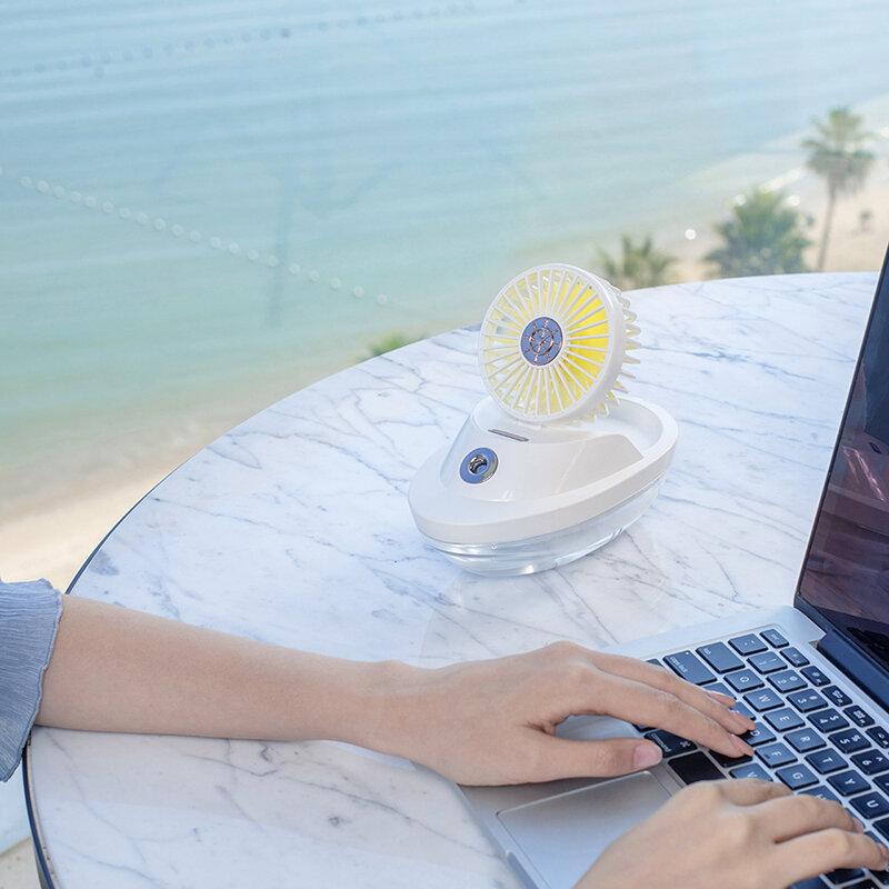 5V Ocean Wind Spray Fan Wireless Humidifier Fan 3 Gear Speed 90Adjustable Angle Portable USB Mini Desktop Air Cooling Fan for Home Office