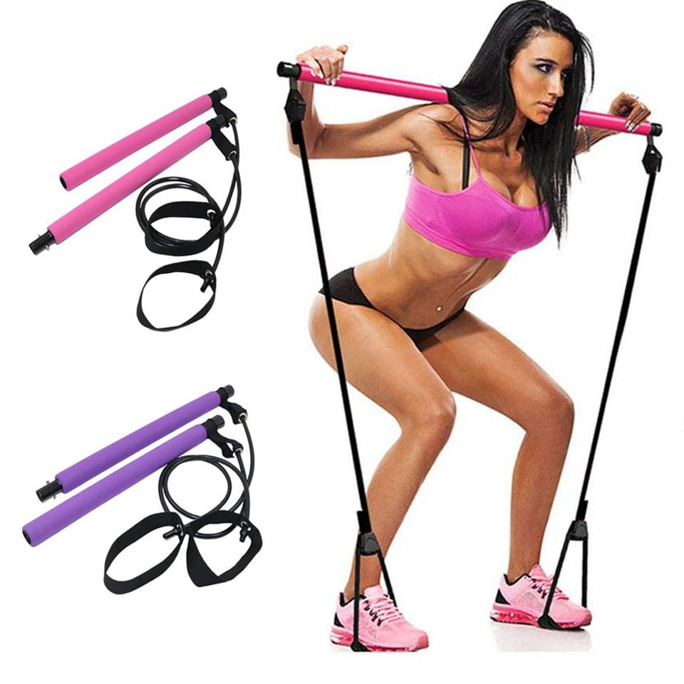 Fitness Sport Pilate Bar Kit Gym Exercise Workout Stick with Resistance Band Body Building Puller