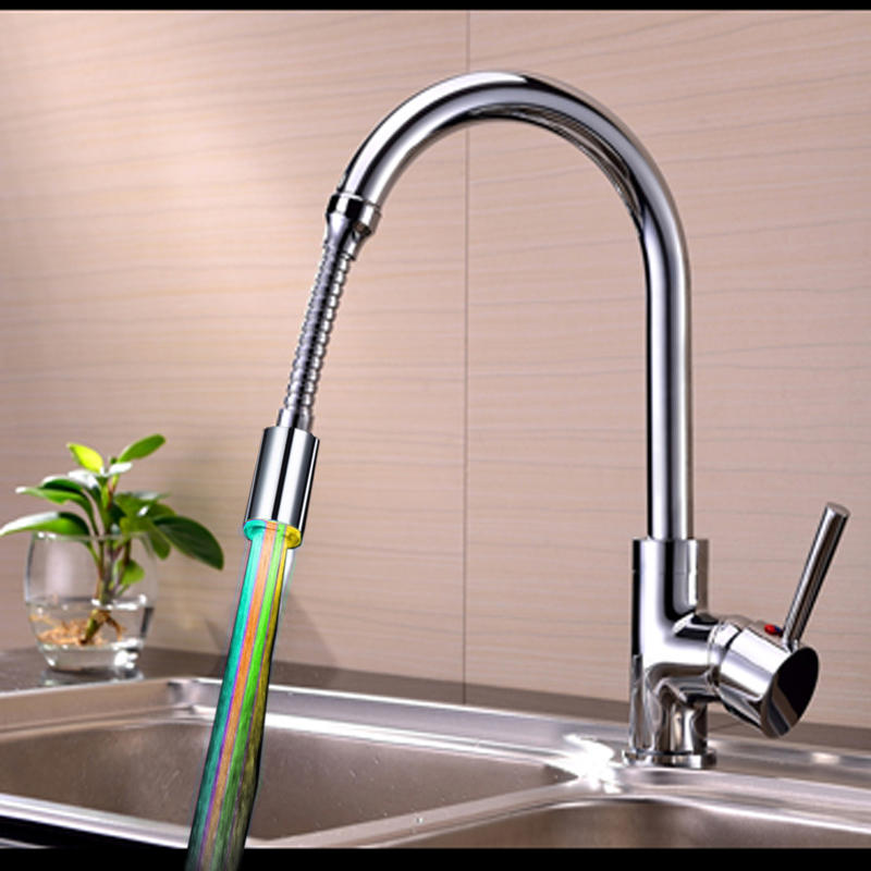 360 Rotation LED Faucet Tap Heads Aerators Water Powered 7 Colors Quick/Slow Flashing