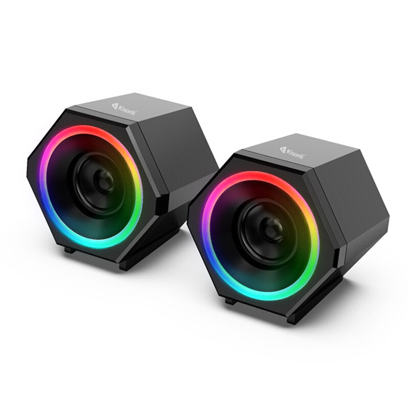 Multimedia Speaker 3.5mm USB RGB Speaker Combo Stereo Bass Gaming Subwoofer Computer Speaker for Laptop Computer
