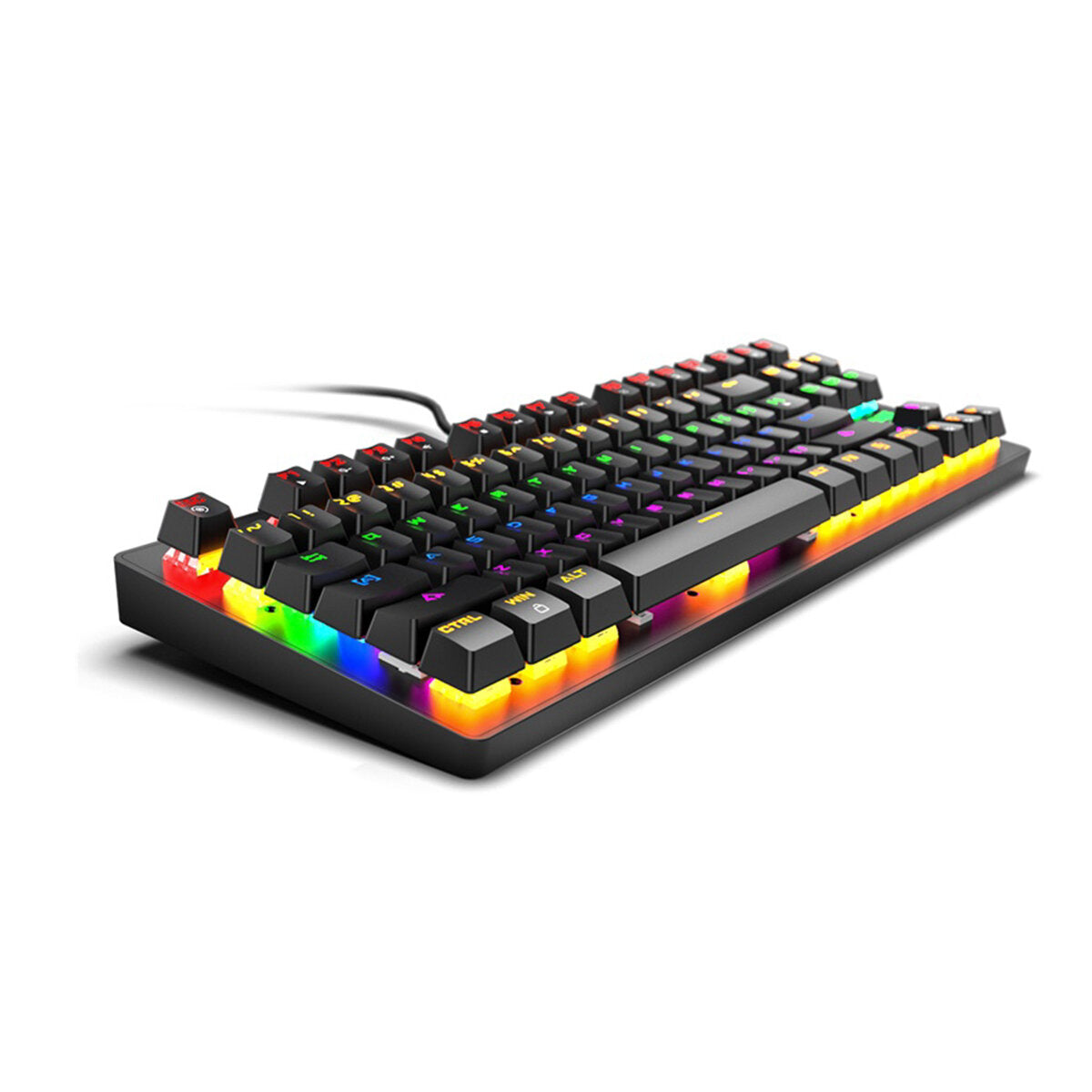 87 Keys Mechanical Keyboard Wired Rainbow Backlight Blue Switch Gaming Keyboard for Laptop Computer PC Gamer