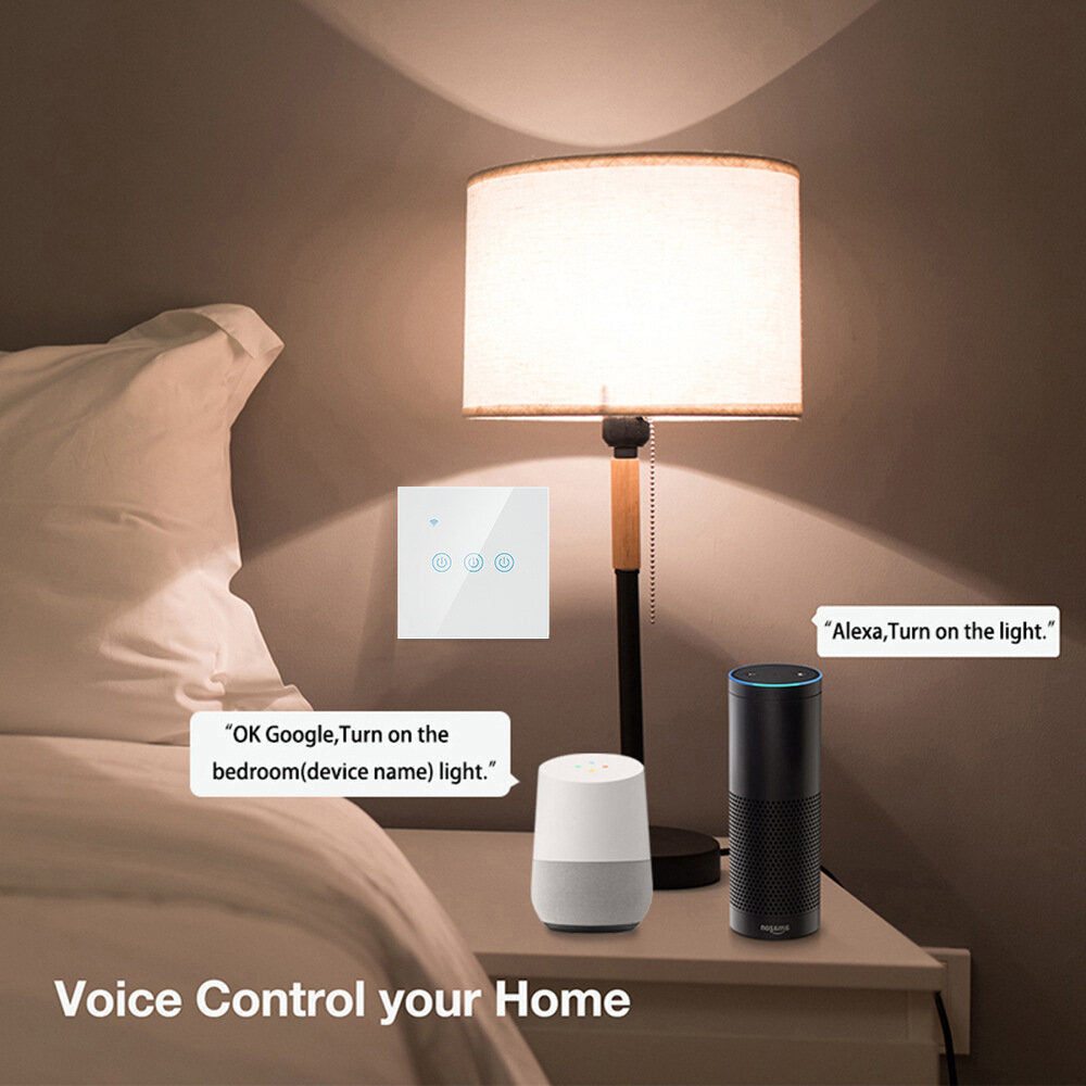 Smart Wall Switch Panel Naught Wire Voice Control Switch Supports Alexa/Google Assistant