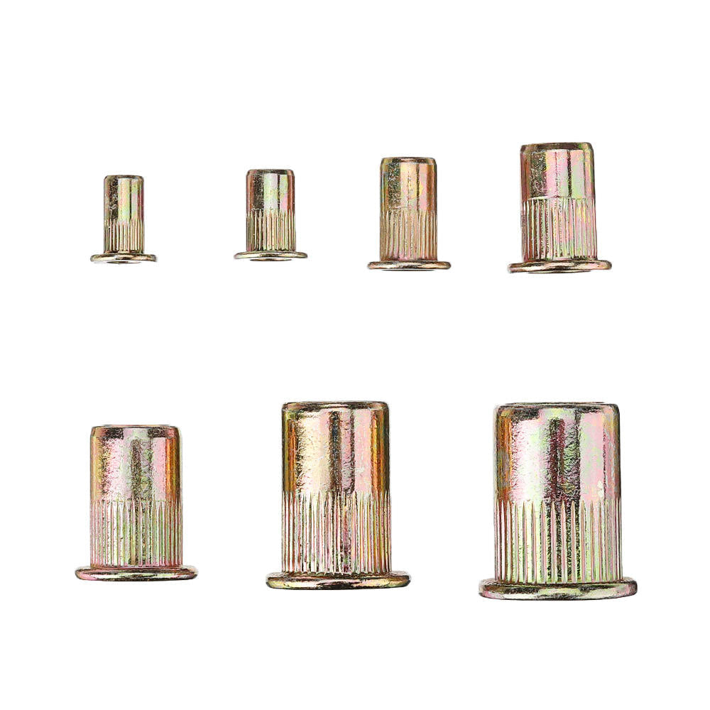 190Pcs M3/M4/M5/M6/M8/M10/12 Carbon Steel Zinc Plated Rivet Nut Threaded Countersunk Head Insert Nut Tool Kits