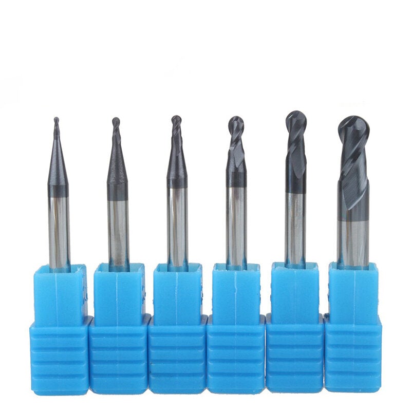 R0.5-R6mm TiAlN Coating Ball Nose 2 Flute Tungsten Carbide End Mill Cutter