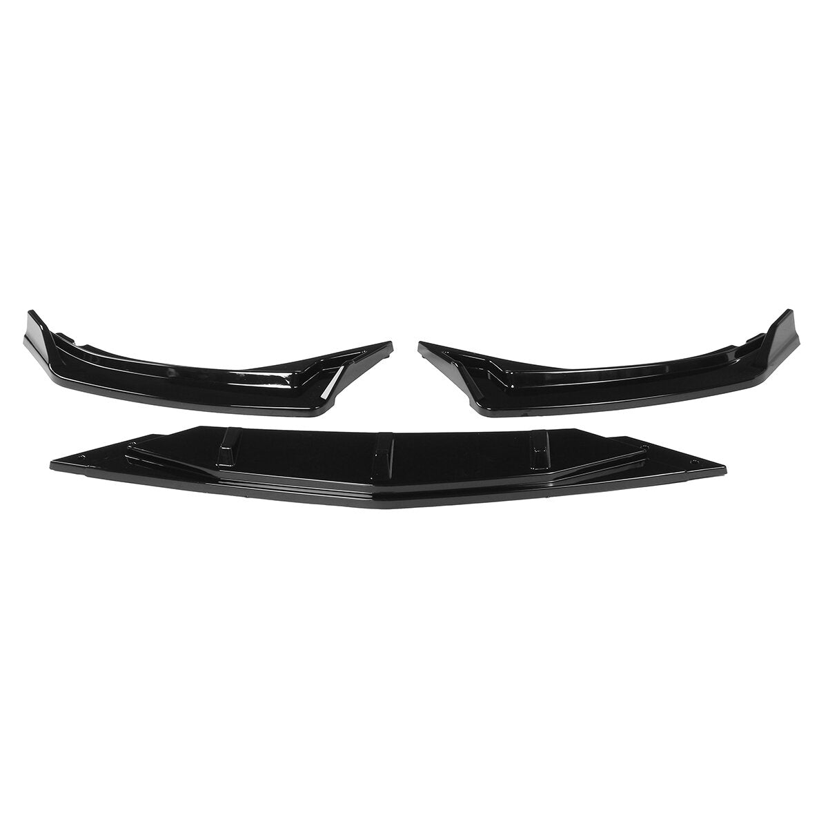 3Pcs Gloss Black Car Front Bumper Splitter Lip Diffuser Body Kit Spoiler Guard Protection