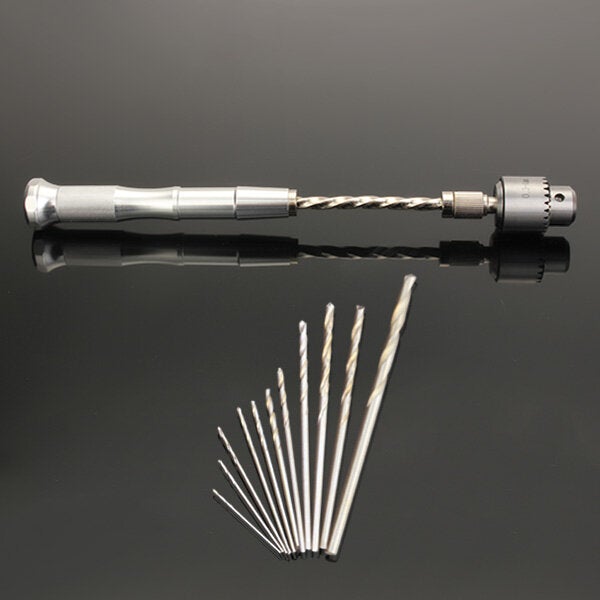 Semi-automatic Mini Hand Drill with 10 Twist Drills 0.3-4.0mm Reamer Pinhole Hand Drill
