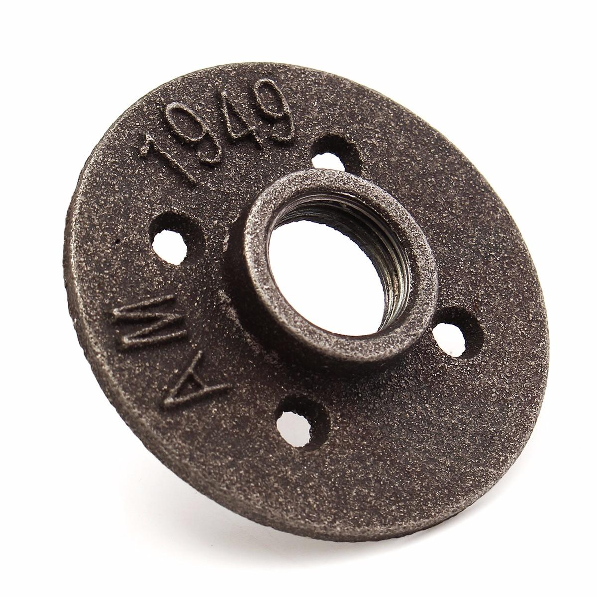 2pcs 3/4 Inch Black Malleable Iron Floor Flange Fitting Pipe NPT Antique Wall Flange Seat