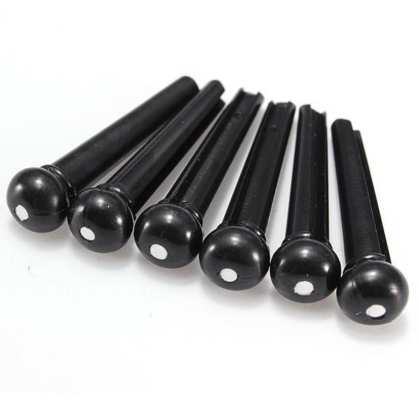 A Set of Black/White 6 Guitar Bridge Pins 1 Saddle Nut for Folk Guitar