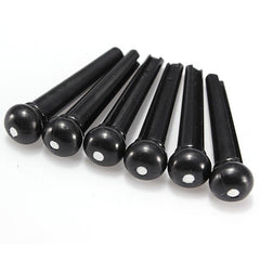 A Set of Black/White 6 Guitar Bridge Pins 1 Saddle Nut for Folk Guitar
