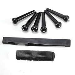 A Set of Black/White 6 Guitar Bridge Pins 1 Saddle Nut for Folk Guitar