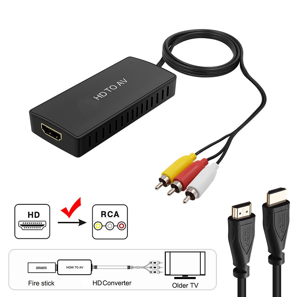 HD to AV Converter HD RAC Adapter Connectors 1080P High Definition Compatibility for TV GV-CH5004