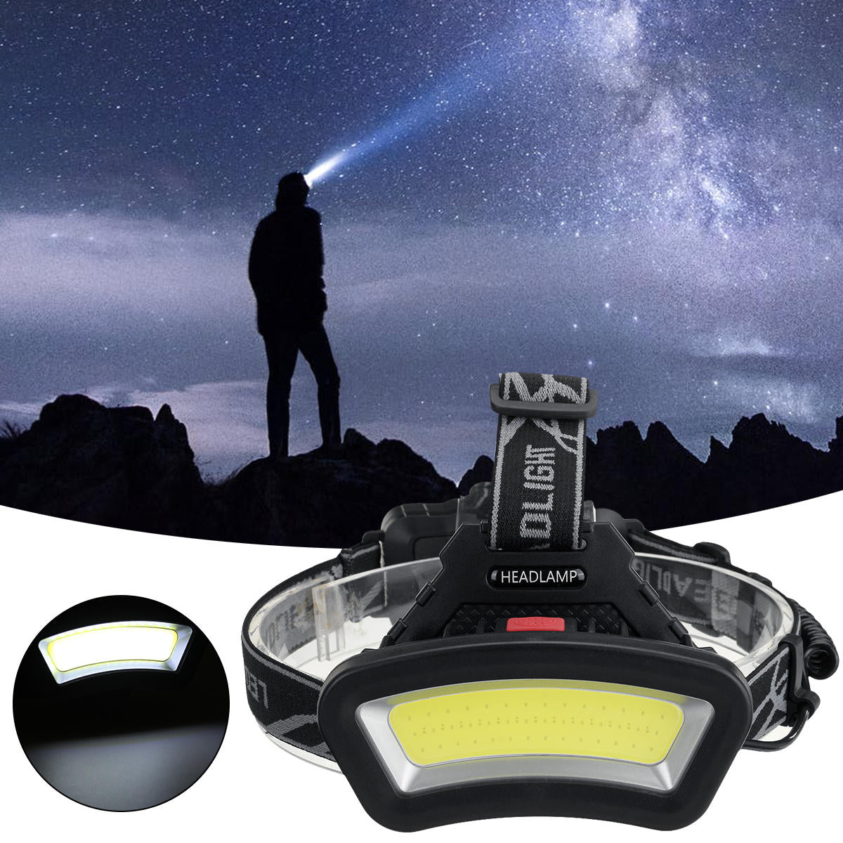 600LM COB LED Headlamp USB Rechargeable 4 Modes Flashlight Mini Waterproof Headlight Torch