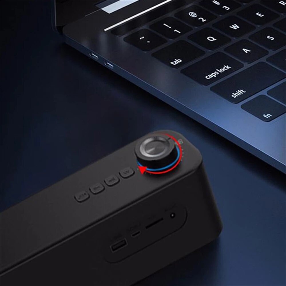Bluetooth 5.0 Speaker Wireless Soundbar 10W Double Horn Hi-Fi Bass Surround Sound Speaker Built-in Microphone