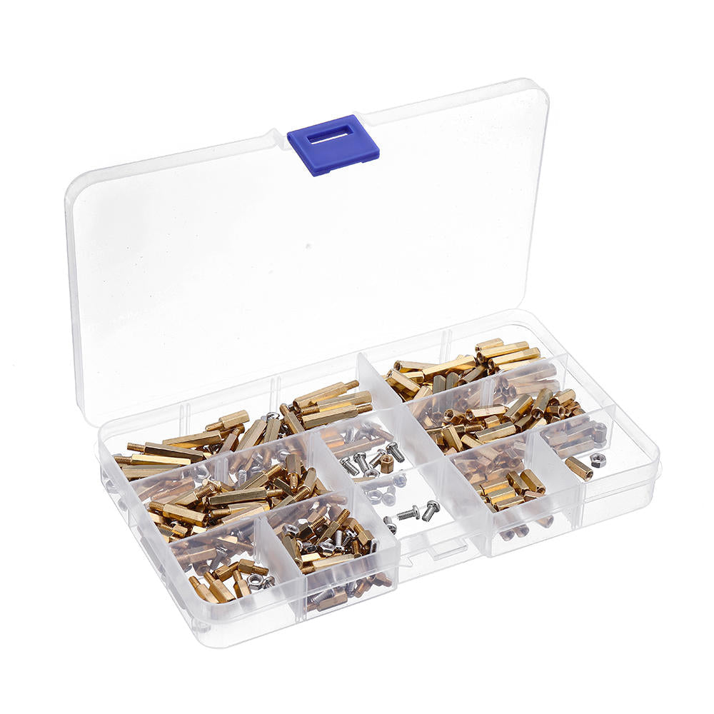 M3BH5 300Pcs M3 Brass Hex Column Standoff Support Spacer Pillar For PCB Board Screw Nut Assortment Set