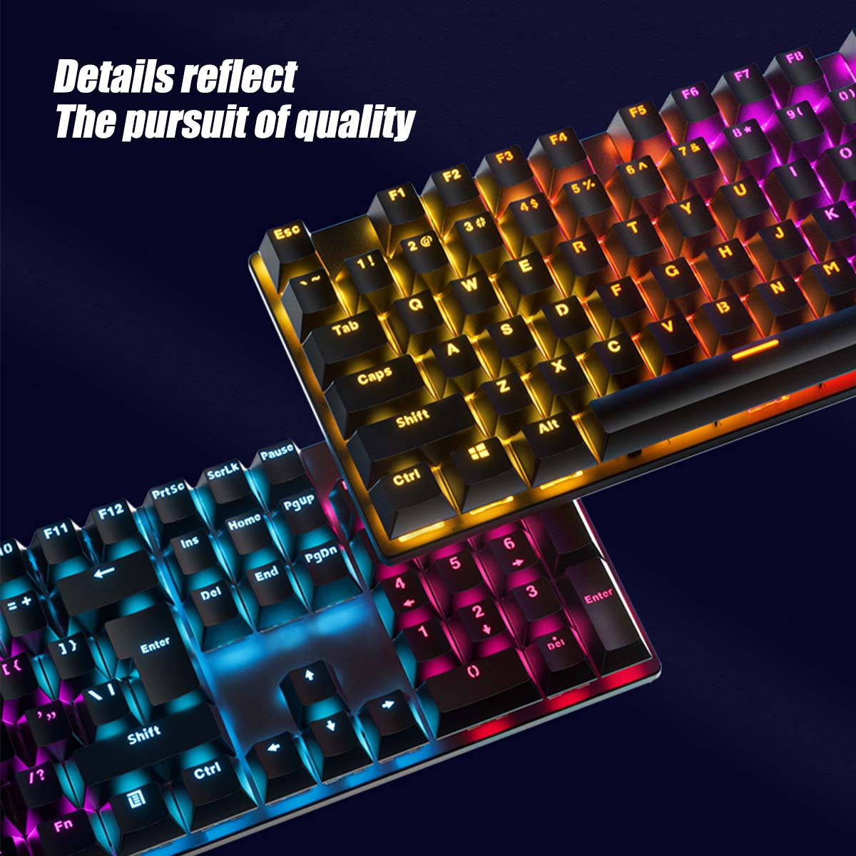 Mechanical Gaming Keyboard 104 Keys XA Profile PBT Double-shot Molding Keycaps Blue Switch RGB Backlit USB Wired Keyboard