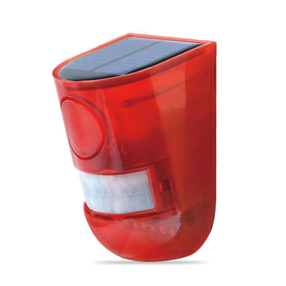 6 LED Solar Alarm Red Lamp Motion Sensor Warning Sound Light Waterproof for Garden Factory Warehouses