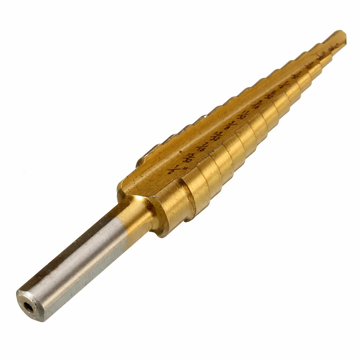 3Pcs HSS Round Shank Titanium Coated Quick Change Step Drill Bits 3/16-1/2 1/8-1/2 1/4-3/4 Inch
